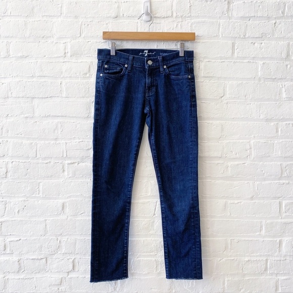 7 For All Mankind || Roxanne Raw Hem Ankle Jeans Blue 26 - Picture 1 of 9